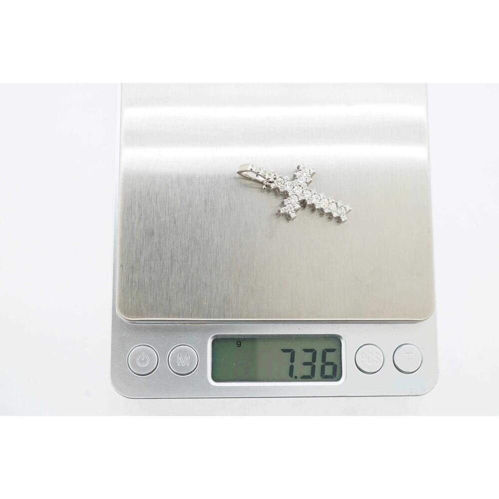 Estate Sale 1.75TCW Diamond Cross Pendant 14k White Gold F-G VS2 Estate Jewelry - Picture 6 of 7
